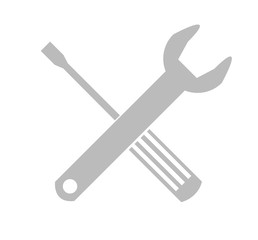 Wrench and screwdriver icon on white background