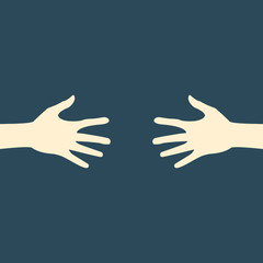 Vector flat icon hands. color abstraction eps