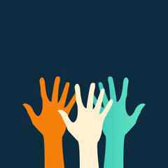Vector flat icon hands. color abstraction eps
