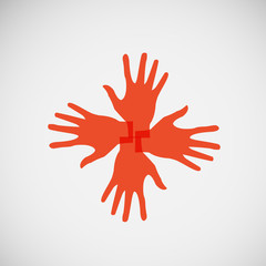 Vector flat icon hands. color abstraction eps
