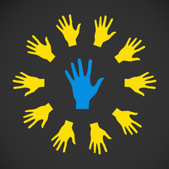 Vector flat icon hands. color abstraction eps