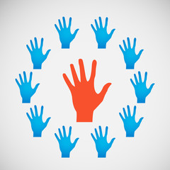 Obraz premium Vector flat icon hands. color abstraction eps