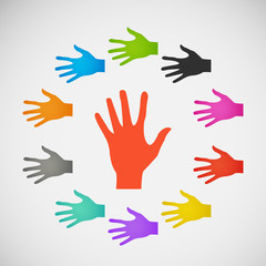 Vector flat icon hands. color abstraction eps