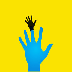 Vector flat icon hands. color abstraction eps