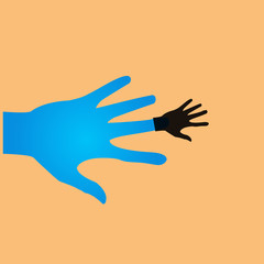 Vector flat icon hands. color abstraction eps