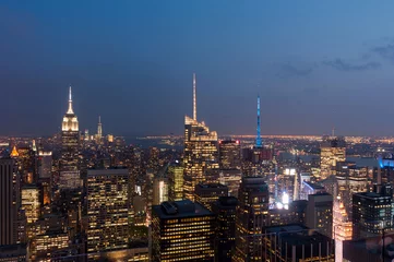 Photo sur Plexiglas New York New York city, United States. Panoramic view of Manhattan skyline and buildings at night