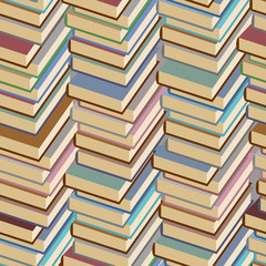 Stack of books seamless pattern. Vector background.