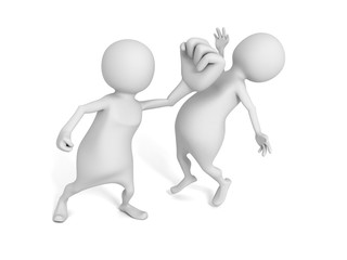 White 3d Man Punch Opponent Knockout