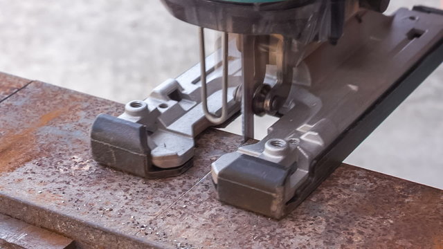 workflow of cutting metal blank,close-up