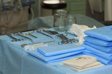 Surgical instruments on the table