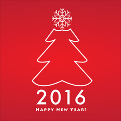 Fototapeta na wymiar Happy New Year Tree 2016 Design Card Vector