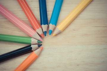 Naklejka premium Color pencils old retro vintage style