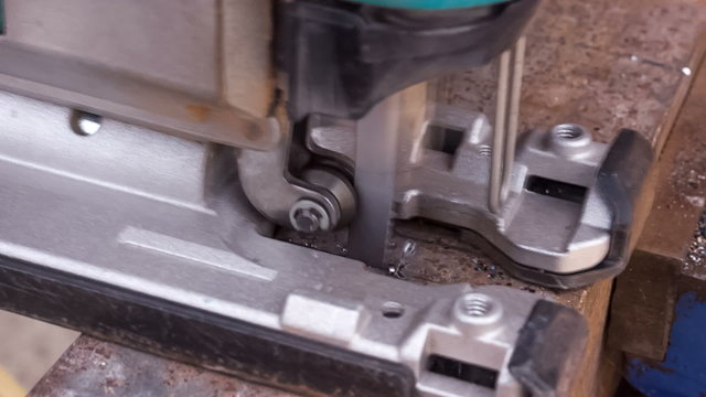 workflow of cutting metal blank,close-up