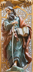GRANADA, SPAIN - MAY 29, 2015: The the carved statue of st. Paul the apostle in church Nuestra Senora de las Angustias by Pedro Duque Cornejo (1718).