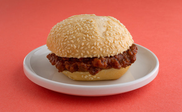 Sloppy joe sandwich on a small plate