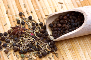 Spices. Spice in Wooden background. Herbs.