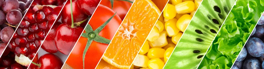 Küchenrückwand glas motiv Früchte Obst, Beeren und Gemüse färben