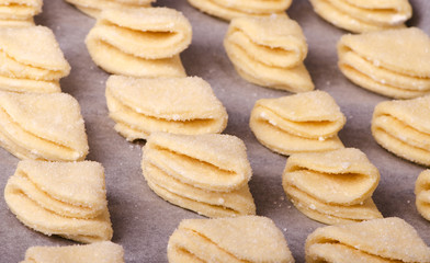 cookies with sugar, ready for baking, close-up