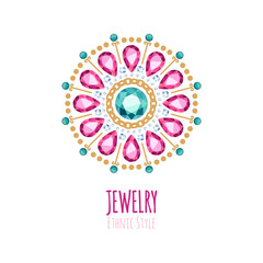 Elegant gemstones vector jewelry decoration.