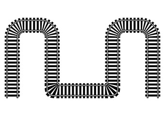 Railway railroad track illustration in black and white