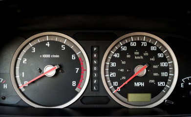 Car dashboard close up