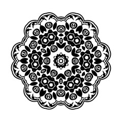 Ornament black white card with mandala.