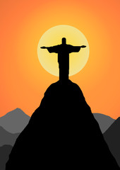 Vector : Christ the Redeemer vector background