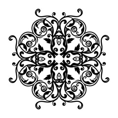 Ornament black white card with mandala.