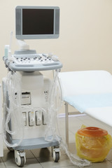 Interior of medical room with ultrasound diagnostic equipment