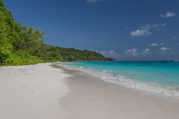 Beach of tropical crystal clear sea, Tachai island, Andaman, Tha - Stock Image