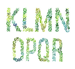 Hand drawn elegant curly watercolor font, letters K-R