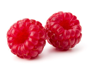 ripe raspberries isolated on white background close up