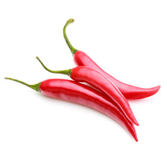 red chili or chilli cayenne pepper isolated on white  background