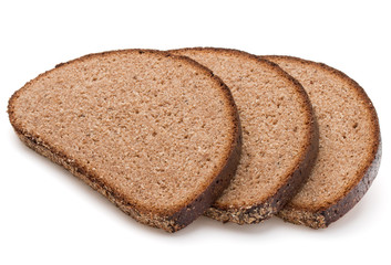 Slice of fresh rye bread isolated on white background cutout