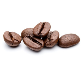 roasted coffee beans isolated in white background cutout