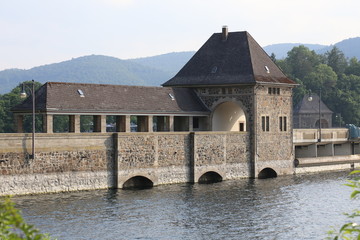 The Edersee Dam, a hydroelectric dam spanning the Eder river in northern Hesse, Germany