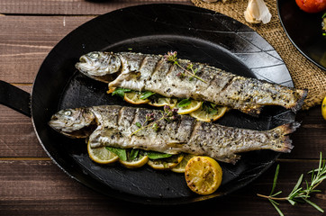 Grilled trout with roasted potatoes