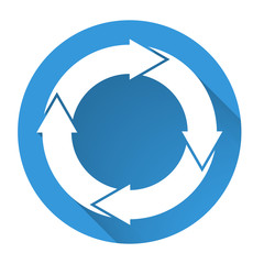 Isolated blue icon with 4 white circular arrows - 87299940