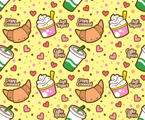 Food and beverage seamless background