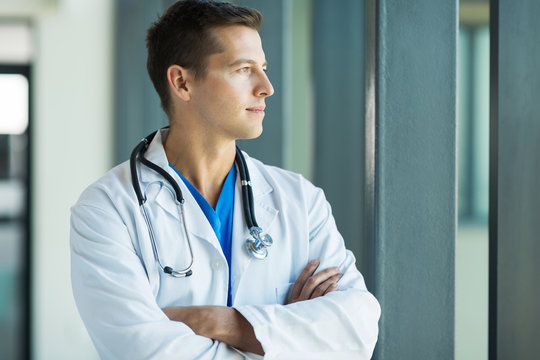 thoughtful young medical doctor
