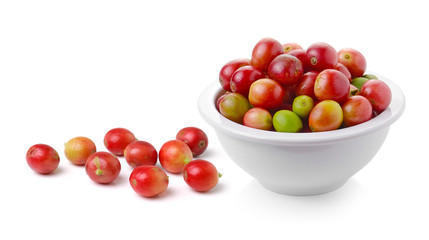 fresh coffee beans isolated on white background