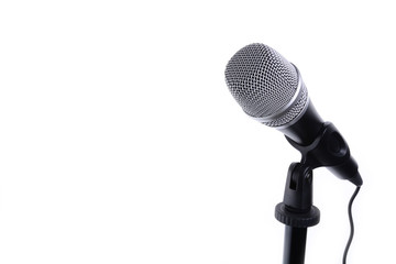 Fototapeta premium Microphone isolated on white with copy space
