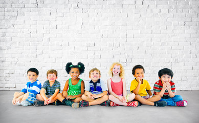 Children Kids Cheerful Diversity Happiness Group Concept - obrazy, fototapety, plakaty