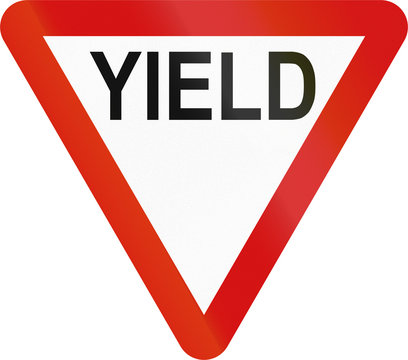 Irish traffic sign: Yield sign - Version in English