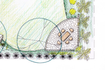 Backyard garden plan in design