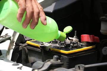 Man distilled water battery.