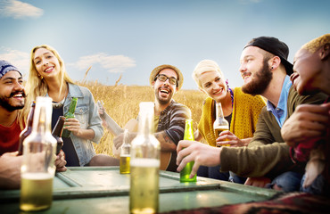 Diverse People Friends Hanging Out Drinking Concept