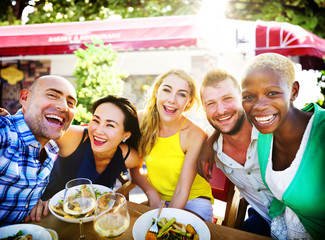 Diverse People Luncheon Outdoors Food Concept