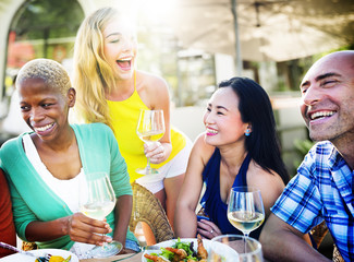 Diverse People Luncheon Outdoors Food Concept