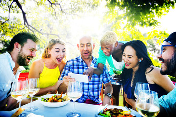 Diverse People Luncheon Outdoors Food Concept
